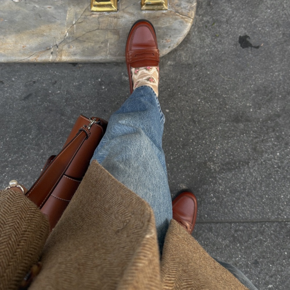 Sezane Brown Leather Penny Loafers - Picture 8 of 9